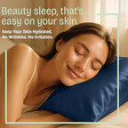 BLISSFORD Satin Pillowcase with Zipper, for Hair and Skin Care, Feels Soft and Cool Like a Silk Pillowcase, Satin Pillow Cases 2 Pack, Slik Pillow Cover, Navy - King Size, Set of 2