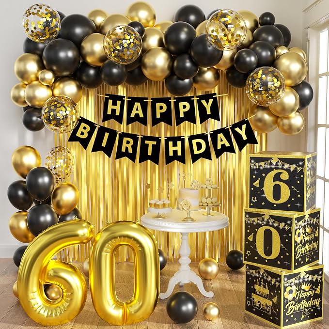 Gold 60th birthday decorations for men by jenmir