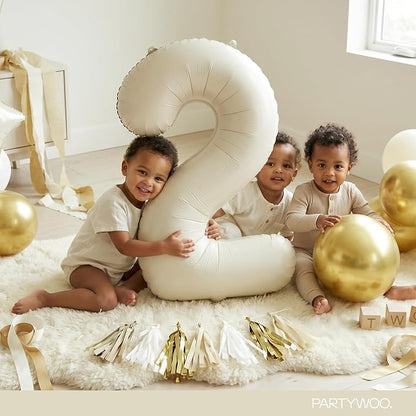 PartyWoo Number Balloons 40 Inch White Number 2 Kit 25pcs - Image 3