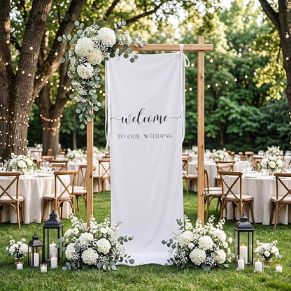 Tingjoo 27 × 78 Inch Welcome to Our Wedding Fabric Banner Long Wedding Party - Image 5