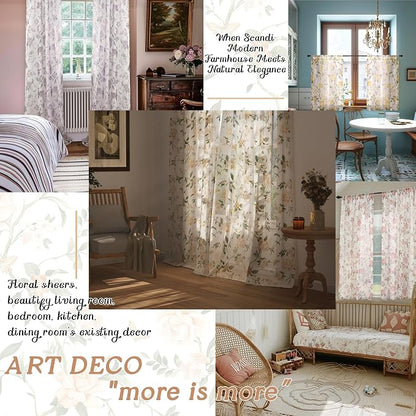 Floral Sheer Curtains 96 Inch Length 2 Panels, Vintage Farmhouse Light - Image 5