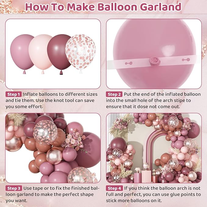 Ouddy Party Dusty Rose Pink Balloons Garland Arch Kit 18 12 10 5 Inch | - Image 4