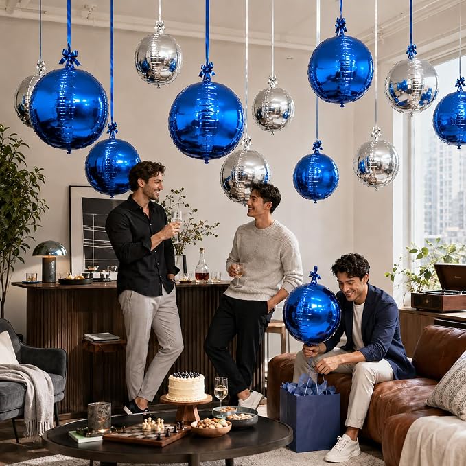 Blue Silver Round Foil Balloons - Image 8
