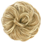 FESHFEN Messy Bun Hair Piece - Large Elastic Wavy Curly Hair Bun Scrunchies Ponytail Extensions Synthetic Chignon Hairpieces for Women, Sunny Blonde 1.94oz