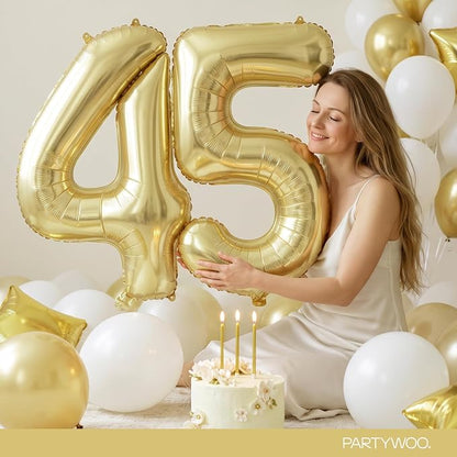 PartyWoo Number Balloons 40 Inch Gold Number 50 Kit 33pcs - Image 8