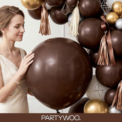 PartyWoo Dark Brown Balloons 120pcs Boho Coffee Neutral Color | 18 12 10 5 Inch - Image 9