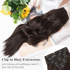 Clip in Hair Extensions for Women, 20 Inch Dark Brown Hair Extensions Clip Ins Wavy Curly, 8PCS Synthetic Airy and breathable Hairpieces for Women