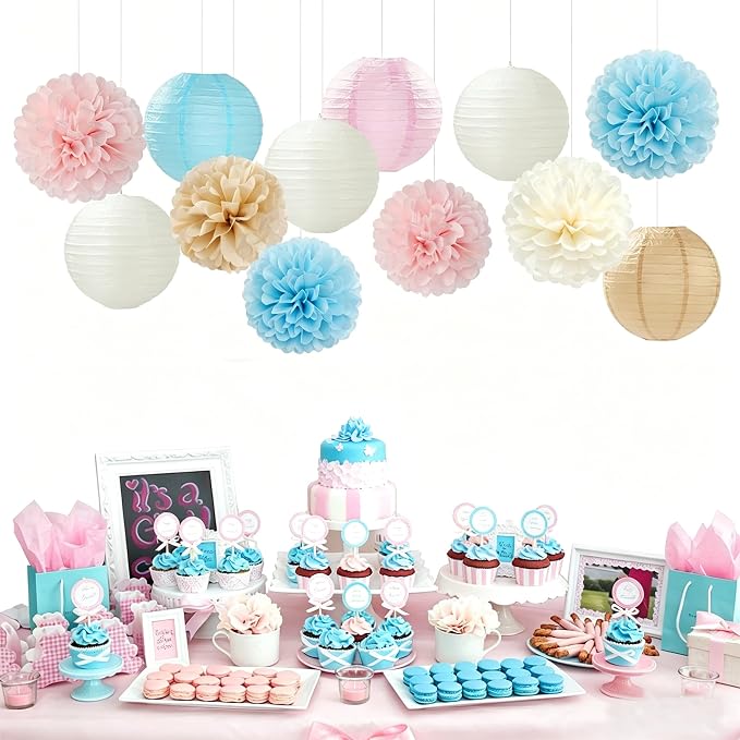 Light-Blue Pink Champagne Gender-Reveal Party-Decorations - Image 5