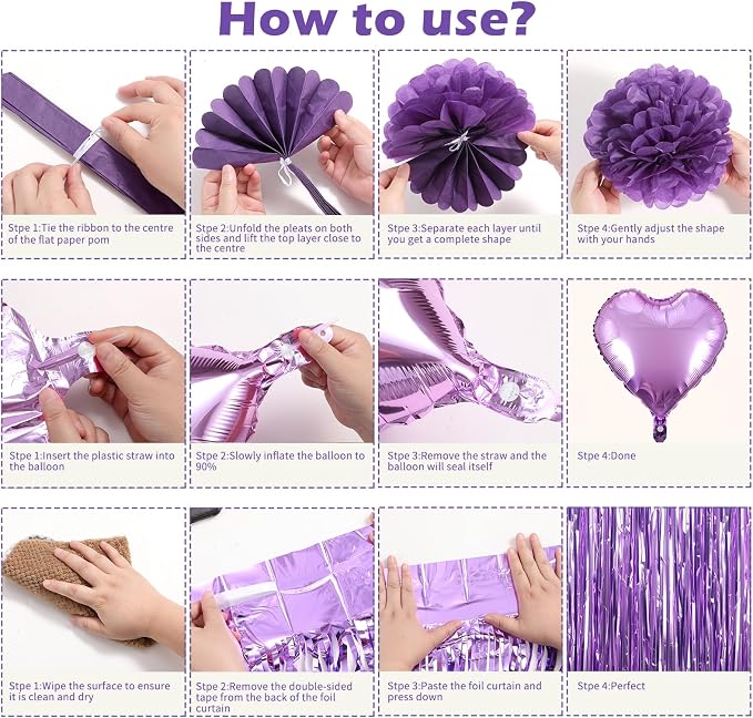 Purple Happy Birthday Party Decorations - Image 6
