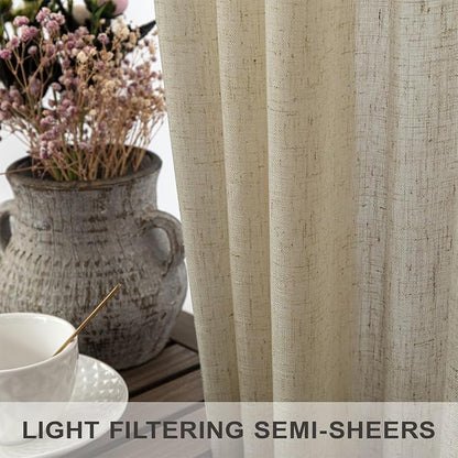 90 Inch Linen Curtains 2 Panels - Image 4