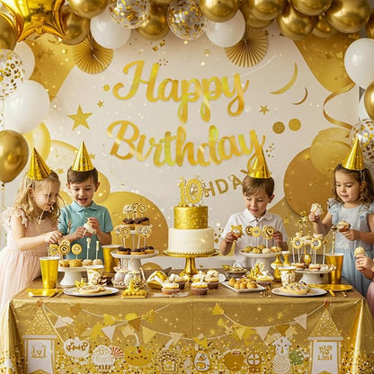 BEISHIDA Double-sided Gold Happy Birthday Banner Party Decoration NO DIY | - Image 4