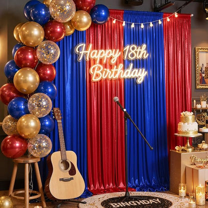 20ft x 10ft Red Royal Blue Sequin Backdrop Curtain by Outpain