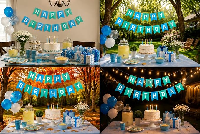 Letjolt Mint Blue Happy Birthday Banner Party Signs 13 Pcs | Supplies - Image 6
