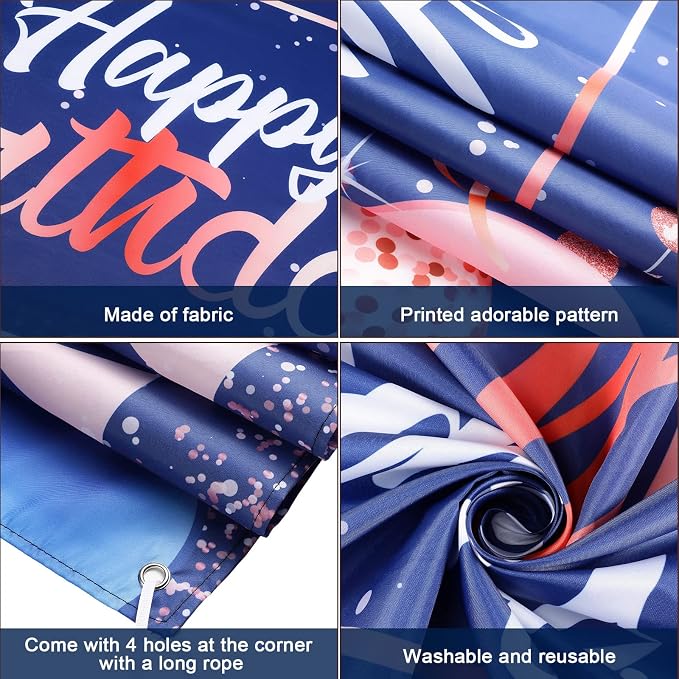 Tatuo Happy Birthday Decorations Backdrop Banner - Image 3