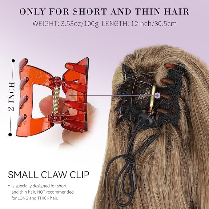 12 Inch Ponytail Extension - Clip in Ponytail Hair Extensions, Curly Wavy Pony Tails Hair Extensions, Synthetic Claw Clip Ponytail Extension for Women (Color: Light Brown With Blonde Highlights)