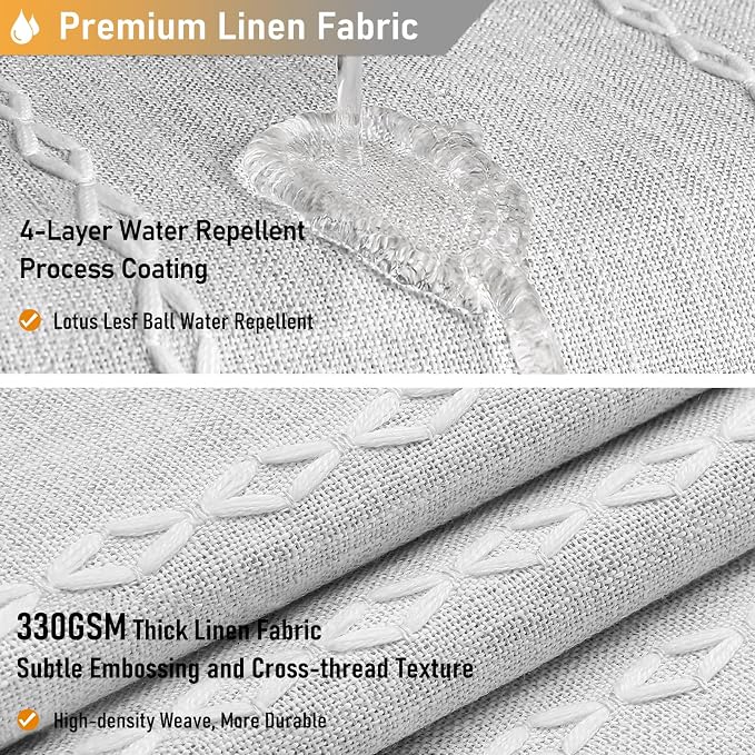 Grey Boho Farmhouse Linen Heavy Duty Shower Curtain Set, 72x72 | 330GSM Linen - Image 4