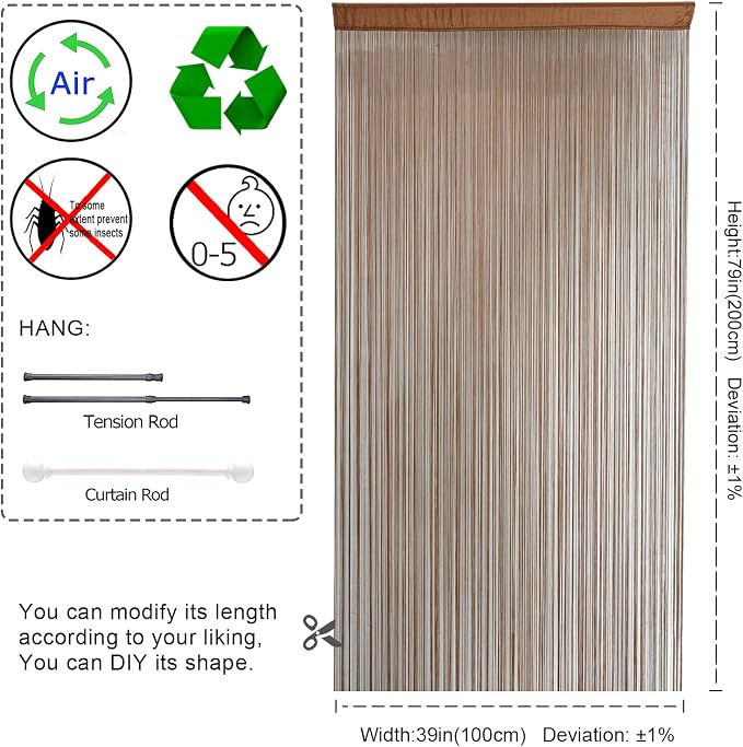 YIIBAII Door String Curtains Fringe Door Curtains - Image 5