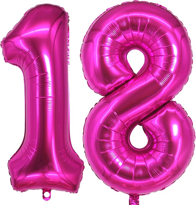Jonhamwelbor Sweet 18 Balloons Hot Pink, Number 40 Inch 18 Pink Big Giant Jumbo by Jonhamwelbor