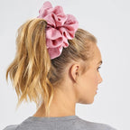 CEELGON Big Real Silk Scrunchies for Women Large Scrunchie Satin Oversized Silk Thick Elastic Hair Ties Jumbo Hair Scrunchies 3 Pack (black,pink,blue)