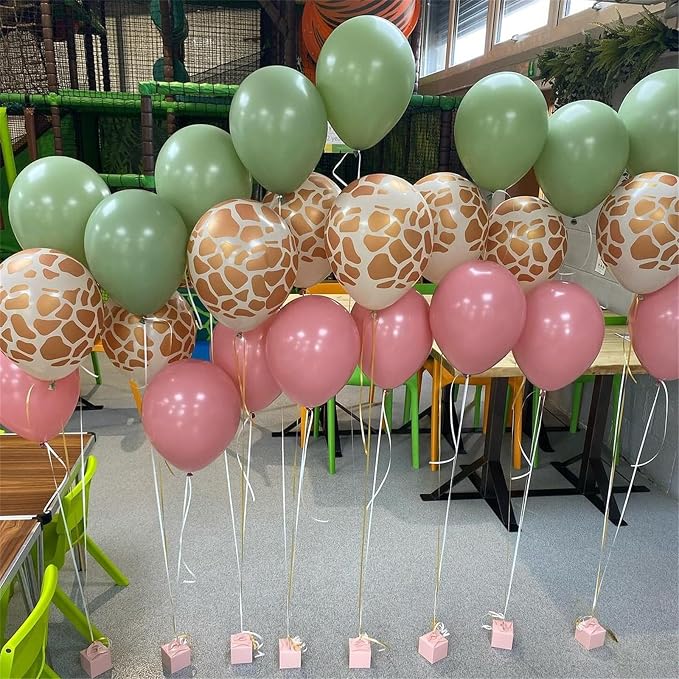 Pink Jungle Safari Balloons, Light Pink Cream Beige Balloon - Image 6