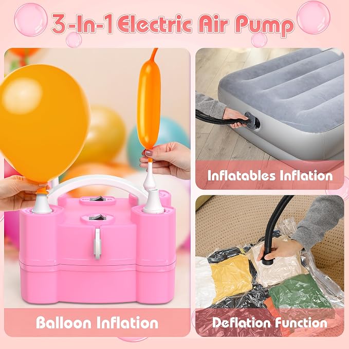 Balloon Pump, Triple Nozzles for 260q Foil Latex Mylar Balloon, 3-in-1 | - Image 3