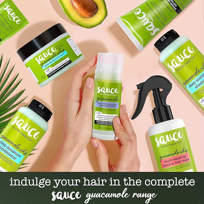 SAUCE BEAUTY Deep Conditioning Hair Mask (3.4 Fl Oz) Guacamole Whip Hair Mask for Damaged Hair & Frizz Control with Avocado, Honey, Monoi & Argan Oil, All Hair Types