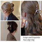 Large 4.7" Butterfly Acetate Hair Claws and Clamps - Strong Hold Hair Accessories for Long Thick Hair (Light Leopard)