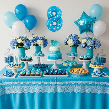 TONIFUL Number Balloon 16Inch 10 Pcs Blue Polka 0-9 Birthday Number Ballons | - Image 6