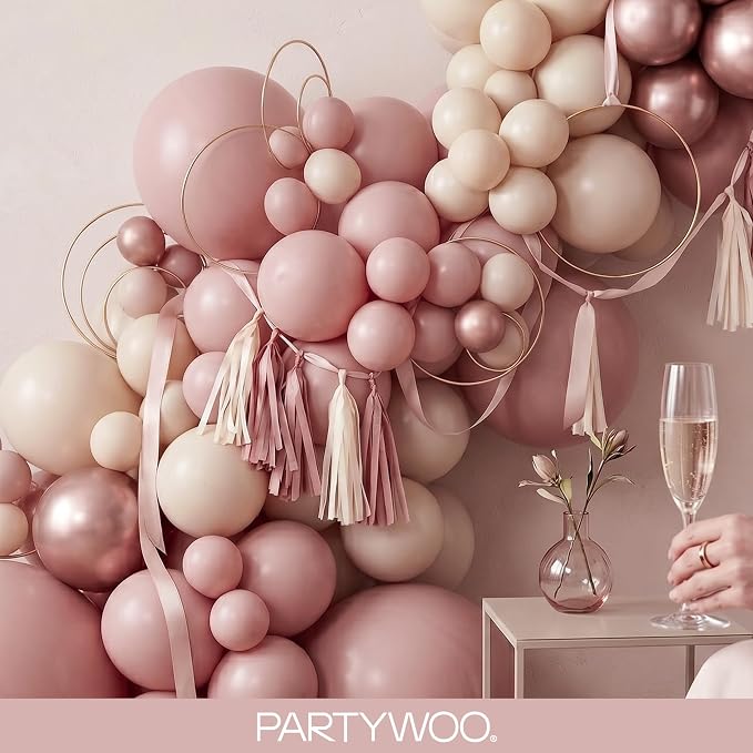 PartyWoo Dusty Pink Balloons 140pcs Lilac Pink Color 18 12 10 5 Inch | 18 12 10 - Image 8