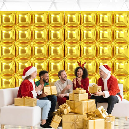 NISOCY 48PCS Metallic Gold Square Foil Balloons Wall Backdrop | Double Sided - Image 7