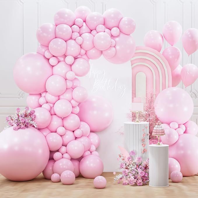 PartyWoo Baby Pink Balloons 127pcs Pastel Pale Light Pink Color | 36 18 12 10 5 by PartyWoo
