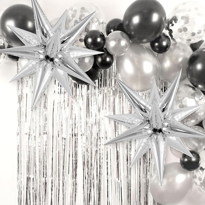 72 Pcs Star Balloons Foil Explosion Balloons Magic 12 Point Star Cone Balloon - Image 4