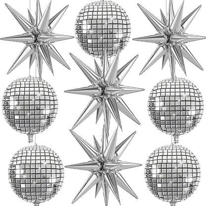9 Pcs Silver Foil Balloons 22 Inch Metallic Silver Disco Ball Balloons Chrome by Froova