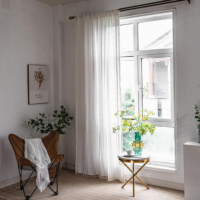 Sutuo Home White Boho Curtains 63 Inches Long - Image 7