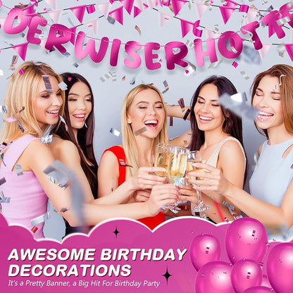 Fulmoon Set of 3 Pre Strung Older Wiser Hotter Glitter Banner Funny Birthday - Image 4