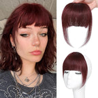 NAYOO Clip in Bangs - 100% Human Hair French Bangs Clip in Hair Extensions, Red French Bangs Fringe with Temples Hairpieces for Women Curved Bangs for Daily Wear