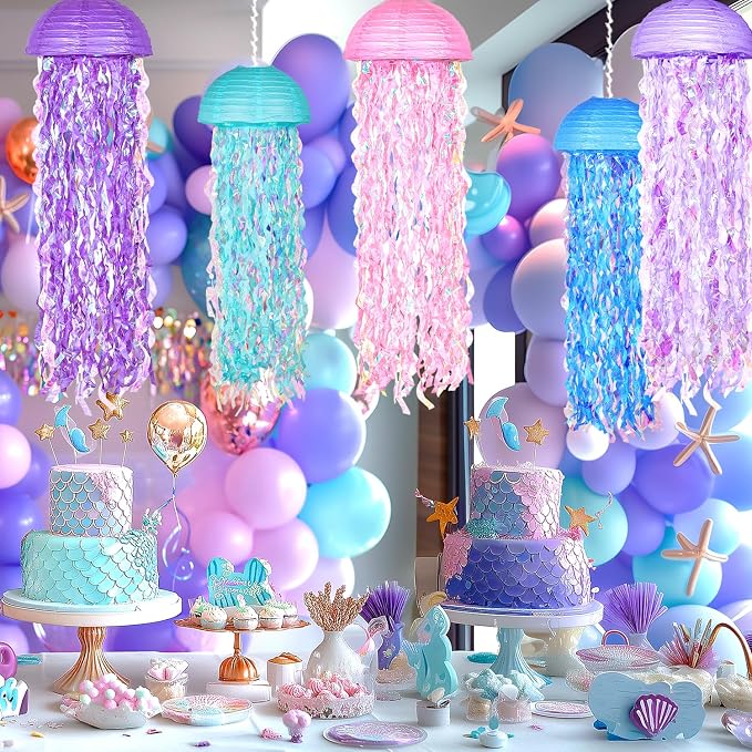 OBXT 10" Mermaid Jellyfish Lanterns – Pink Purple Blue Decorations - Image 9