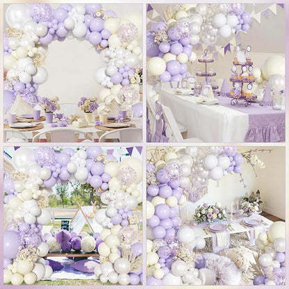 Ouddy Party Pastel Purple White Balloons Garland Arch Kit 18 12 10 5 Inch | - Image 7