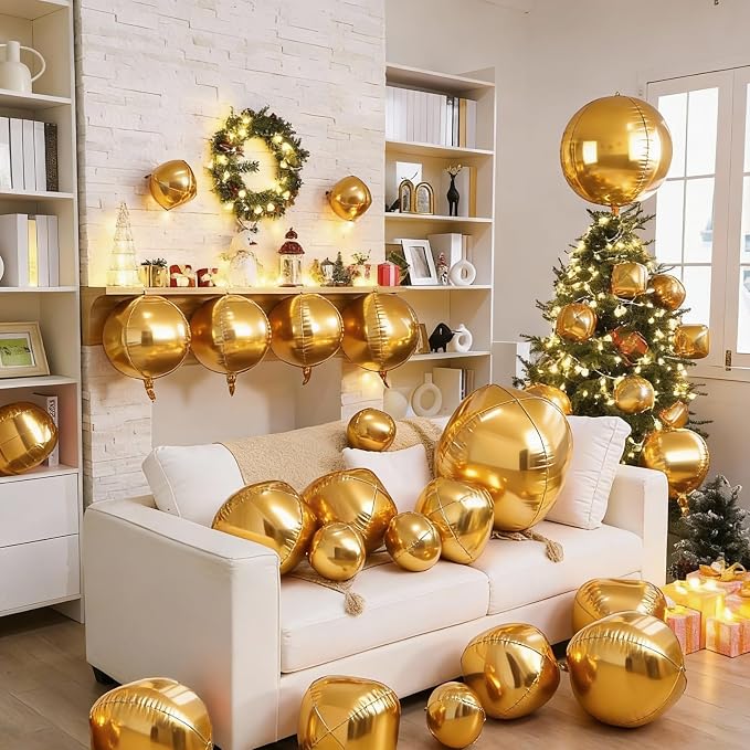 12Pcs Gold Round Balloons Foil, Giant Metallic Gold Foil Balloons - Image 6