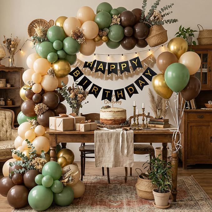 RUBFAC Sage Green and Brown Balloons - Image 5