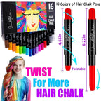 Jim&Gloria 16 Dustless Hair Chalk for Girls Washable Dye, Birthday Gifts for Teen Girls Makeup Kit, Temp Paint Temporary Hair Color for Teen Girl Gifts Trendy Stuff