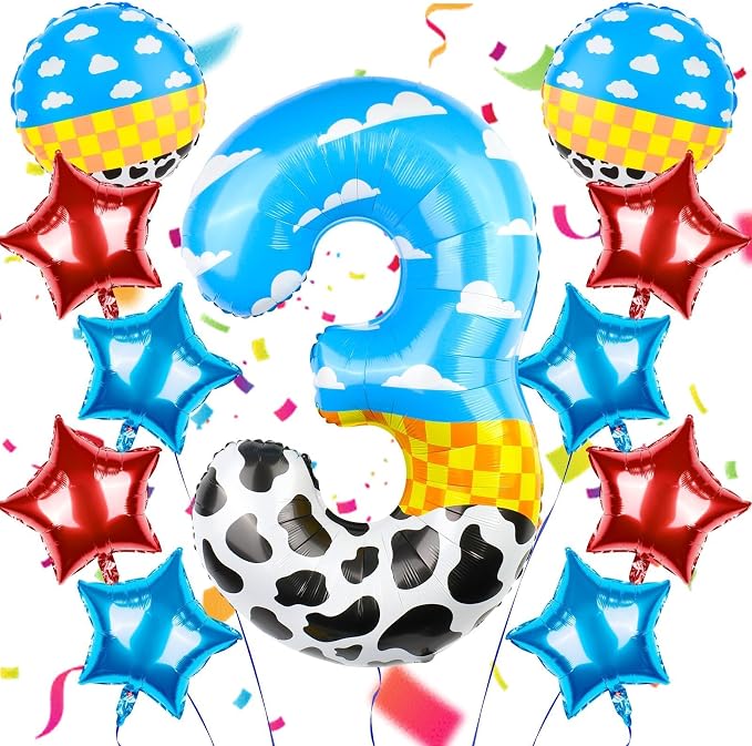 40 Inch Toy Inspire Story Themed Number 3 Balloon, Large Number Helium Balloon by AXBMM
