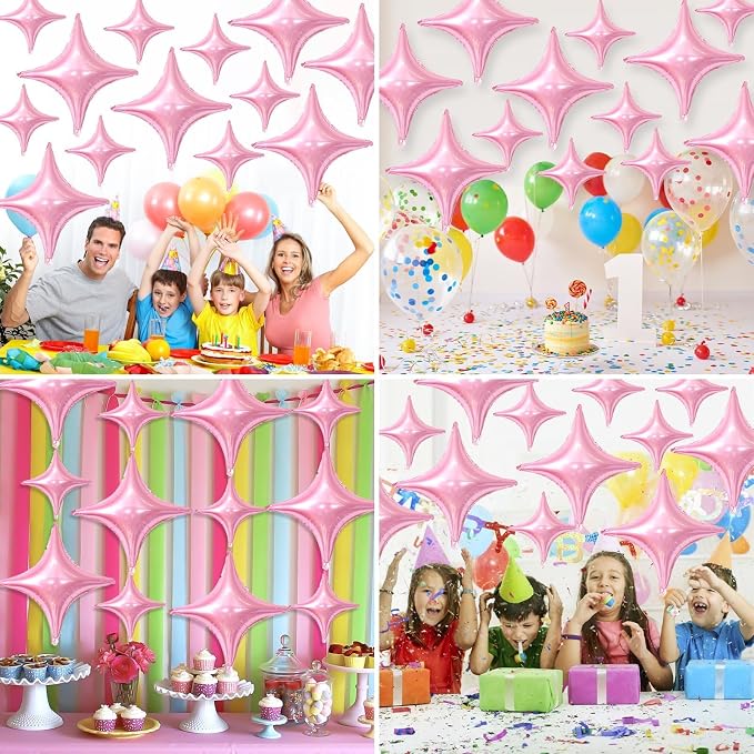 Pink Star Balloons, 26Inch and 10Inch Pink Quadrangle Helium Polyester Film - Image 4