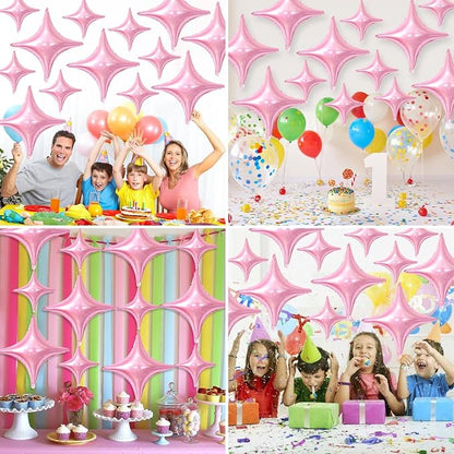 Pink Star Balloons, 26Inch and 10Inch Pink Quadrangle Helium Polyester Film - Image 4