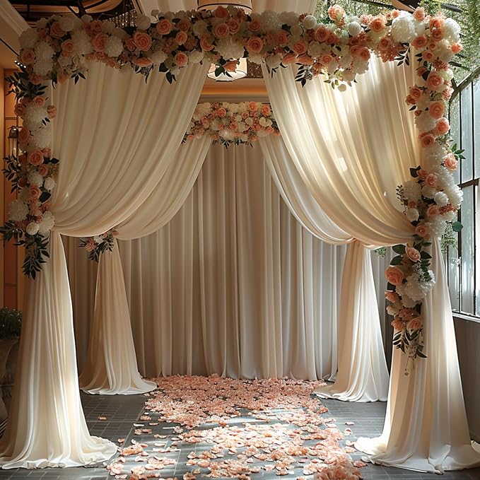 20x10ft Wrinkle Free Ivory Backdrop Curtain - Image 6