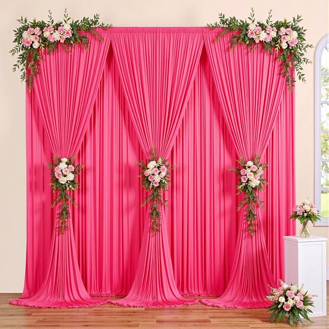 20 ft x 10 ft Wrinkle Free Fuchsia Backdrop Curtain - Image 7