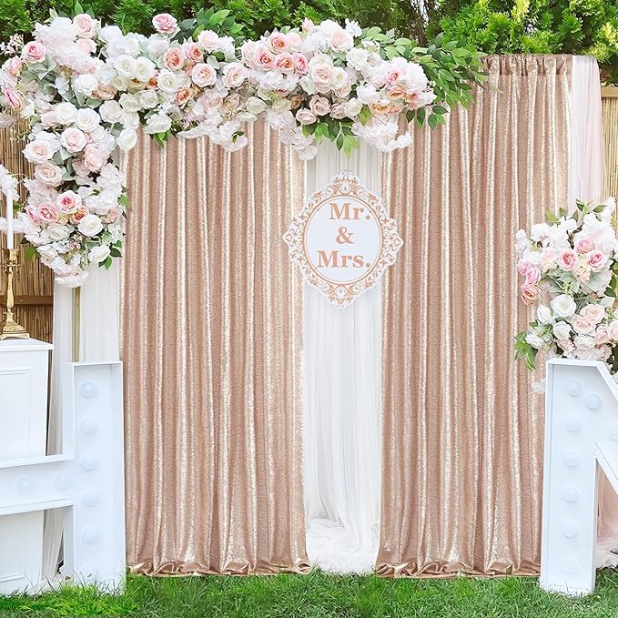 Poise3EHome Champagne Sequin Backdrop Curtains - Image 3