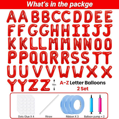 LIOZEOKUN Letter Balloons 16 Inch Alphabet A-Z Mylar Foil Balloons 2 Set - Image 2