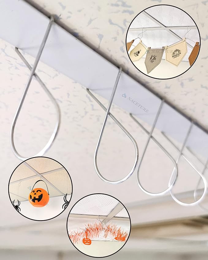 Ceiling Hook Clips- 20 Pack Drop Ceiling Hanger Hooks Hanging on Suspended - Image 2