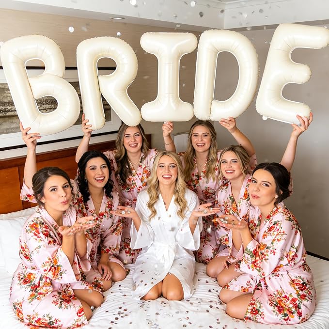40 Inch Beige BRIDE Balloons, Huge Cream White Sand Bride Letter Aluminum Foil - Image 7